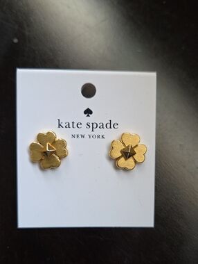 kate spade gold four-leaf clover stud earrings